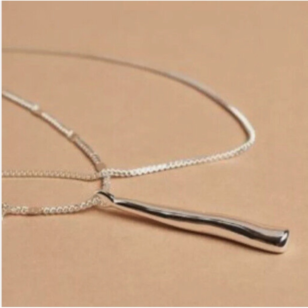Jenny Bird Leana Pendant Double Chain Silver Necklace - Picture 2 of 3